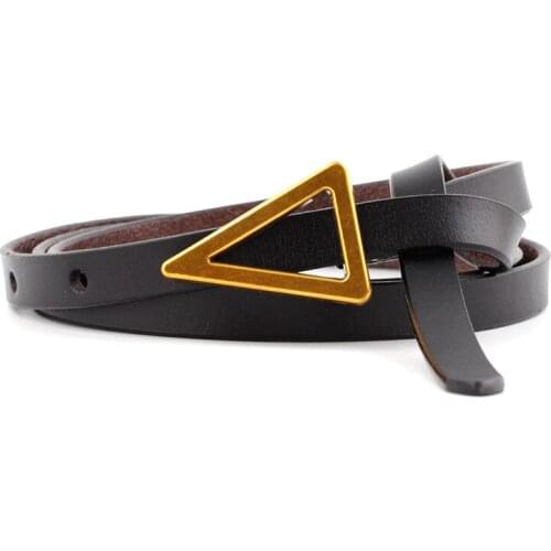 Triangle buckle belt female thin belt decoration ins wind dress with suit pants pu leather waist seal