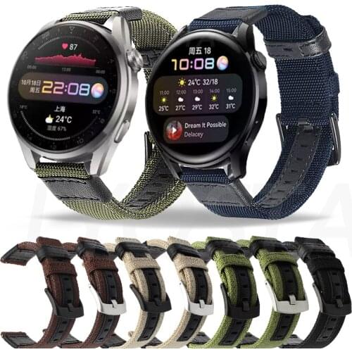 Watch Strap for Amazfit GTS 2 bip 2e mini Gtr 42 46mm Canvas Bracelet For Huawei watch 3/3 Pro/GT2 42 46mm/Amazfit GTR 2E Correa