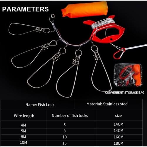 Fish Buckle Lock Wire Rope Stainless Steel Live Fish Buckle Set Buoyancy Fishing Accessories Tackle Tool
