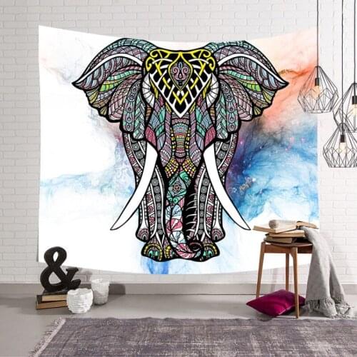Elephant Ethnic Mandala Tapestry Wall Hanging Wall Tapestry Blanket Farmhouse Decor 100% Polyester Beach Mat Yoga Shawl T79