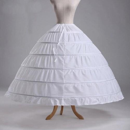 6 Hoop Elastic Waist Bridal Gown Drawstring Dress Petticoat Underskirt Crinoline Wedding