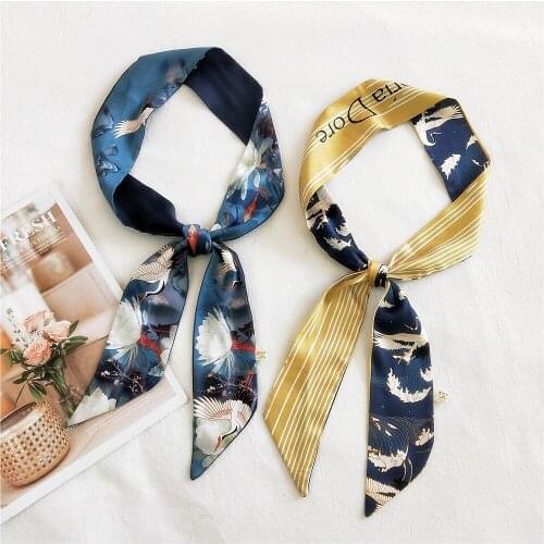 2021 Spring Summer New Choice Narrow Strip Small Twill Silk Long Scarf For Women Thin Bag Hats Ribbon Decorative Belt Hair Scarf