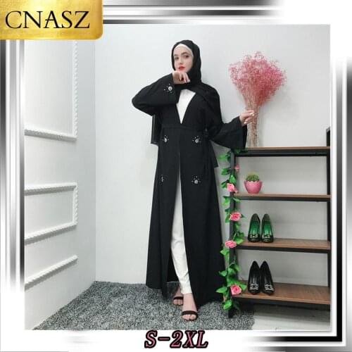 2019 Elegant Muslim Dress Fashion Classic Islamic Dubai Ladies Handmade Beaded Cardigan Robes Abaya Turkey Womens Clothing