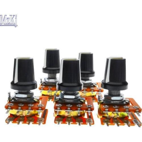 10PCS Hot New WH148-20MM 50KBX2 100KBX2 16 Type Sound Volume potentiometer double 8 Feet with Center Tap B50K 50K 100K