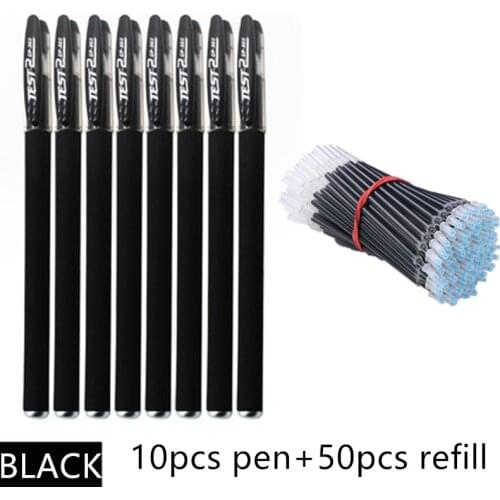 【10pcs pen+50pcs refill】Frosted Gel Pen 0.5mm Full Needle Carbon Pen Office School Supplies