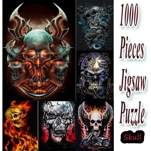 1000 Pieces Skull and Dragon Composite of Wooden Jigsaw Puzzle Toy for Halloween Day DIY Personal Customized Puzzle