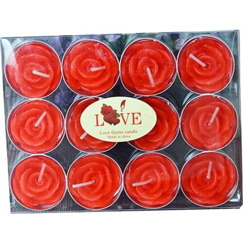 12 Pieces Rose Tealight Candles for Valentines day Burning Rose Tea light Candle Handmade Delicate Wax Flower Candles