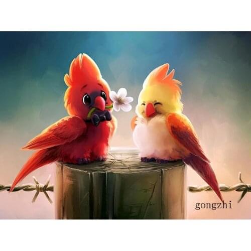 5D Diy Diamond Painting Embroidery Cartoon Lovely Bird Full Square Round Rhinestones Mosaic Cross Stitch Picture Gift Home Decor