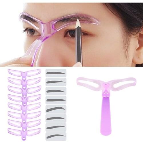 8PCS Eyebrow Shaper Makeup Template Eyebrow Grooming Shaping Stencil Kit DIY Eyebrow Template Reusable 8 in1 Eyebrow Shaping
