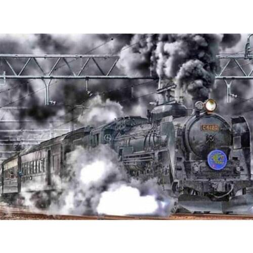 Full Square Drill 5D DIY Diamond Painting Cross Stitch Train Diamond Embroidery Rhinestone Cross Stitch Mosaic Decor Arts Crafts