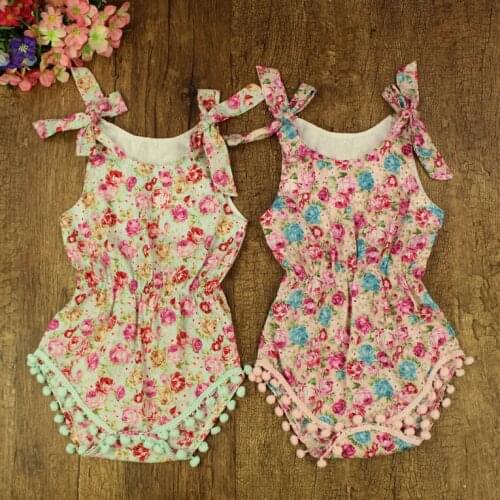 Free shipping Ruffled Princess Cotton Sunsuit flower Rompers Baby girls bubble palysuit print Jumpsuit Cotton Romper Photo Props