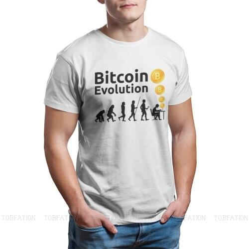 Bitcoin Sign Art Satoshi Nakamoto Evolution Men T Shirt Short Sleeve Large Top Cotton Tees Harajuku TShirt