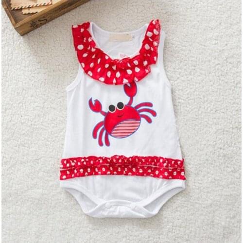 Babies Romper Baby Girls Clothes Sleeveless Cartoon Crab Anchor Print Romper Newborn Jumpsuits Infant Clothing