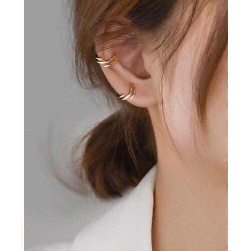 Double Star Line Clip Earrings For Women Men No Pierced Korean Fashion Vintage Hip Hop New Trendy Hot Couple Jewelry BOYULIGE