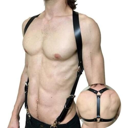 Male Lingerie Sexual Chest Harness Belt Adjustable Gothic Fetish Men Body Cage Gay Harness Rave Costume for BDSM Bondage Sex