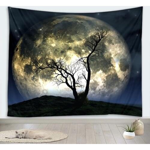 Moon tapestry tree tapestry starry sky tapestry mystery psychedelic art tapestry dormitory bedroom living room wall hanging home