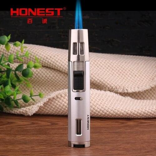 Honest Raptor Pen-Style Cross Double Straight Torch Butane Cigar Lighter Metal Fixed Lock Fire Small Spray Gun