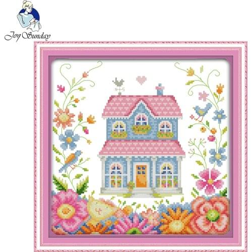 Joy Sunday The garden shed Pattern Cross-Stitch Handmade Needlework Chinese 3D Counted Cross Stitch Set Embroidery Kits