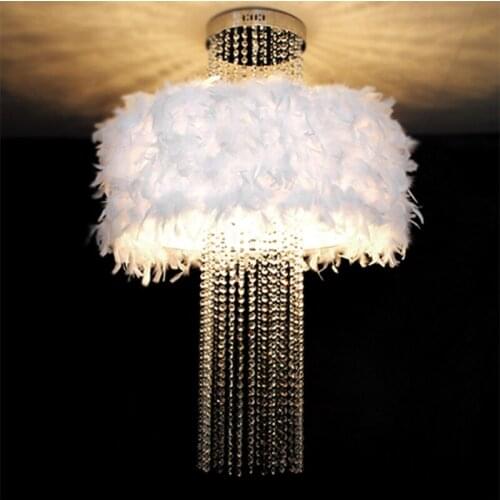 K9 crystal feather pendant light 40CM pendant lam lamp bedroom crystal lamp feather tassel lamp ZCL
