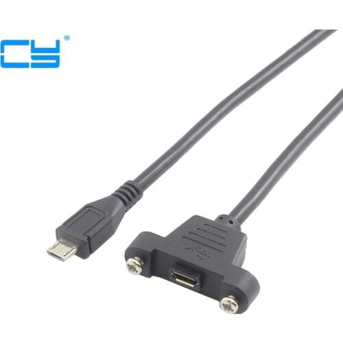 Micro USB 5Pin Male to Female Extension Panel Mount Type Cable with Screws 30cm 50cm