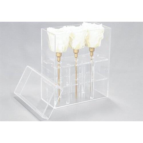 Preserved Flower Box Acrylic Forever Rose Box Valentines Gifts Anniversary Birthday Surprise Gifts 3/8 Holes Without Flowers