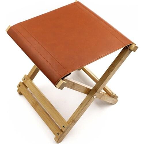 WolFAce Outdoor Camping Folding Chair Leather Mazza Leather Folding Stool Car Self-driving Leisure Folding Chair Fishing Chair