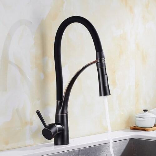 Kitchen Pull Out basin Faucet Oil Rubbed Bronze Dual Sprayer Nozzle Cold Hot Water Mixer crane Bathroom Faucet Torneira Cozinha