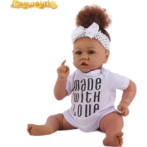 Maywaysky 20 Inch African American Black Girl Doll Silicone Reborn Baby With Cloth Children Toy