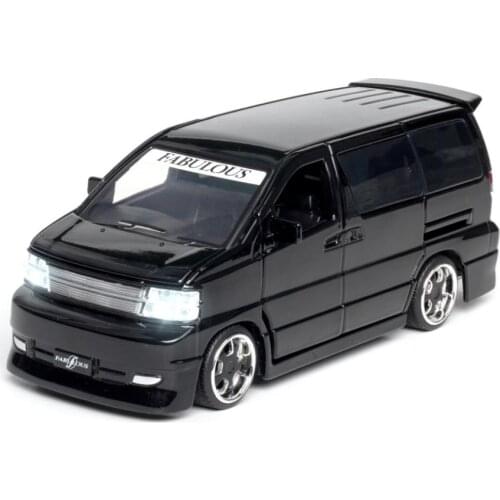 Scale 1:32 Hot mpv wheels diecast car nissan elgrand metal model with light and sound pull back vehicle alloy toys collection