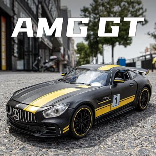 1:24 Mercedes-Benz Gtr Alloy Model Car Sports Car Racing Simulation Car Model Decoration Boy Gift Sound And Light Pull Back Toy