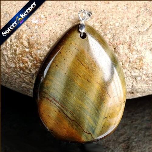 Fashion Healing Crystals Jewelry Genuine Natural Blue Tigers Eye Stone Charm Pendant Long Statement Necklace Best Friends ZS932
