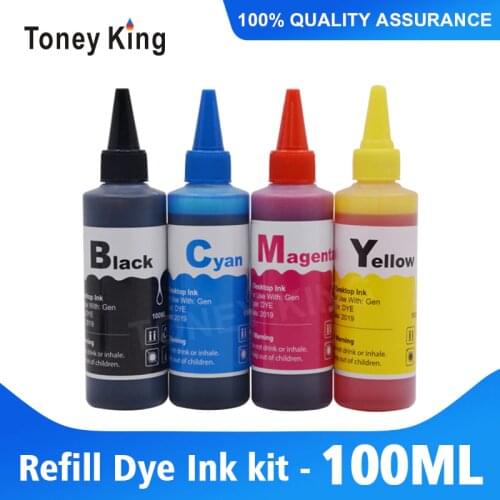 Toney King Printer Ink Refill Dye Ink Kit 100ml Bottle For Canon For Epson For HP For Brother all Model Cartridge Ciss System