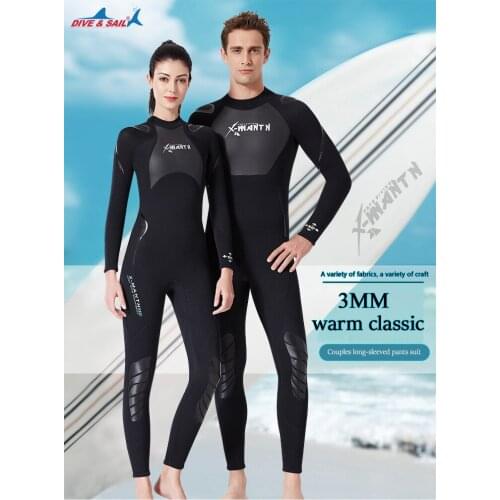 Men and women 3mm neoprene one-piece wetsuit long sleeve full body warm rashguard diving swimming surfing scuba diving wet suits