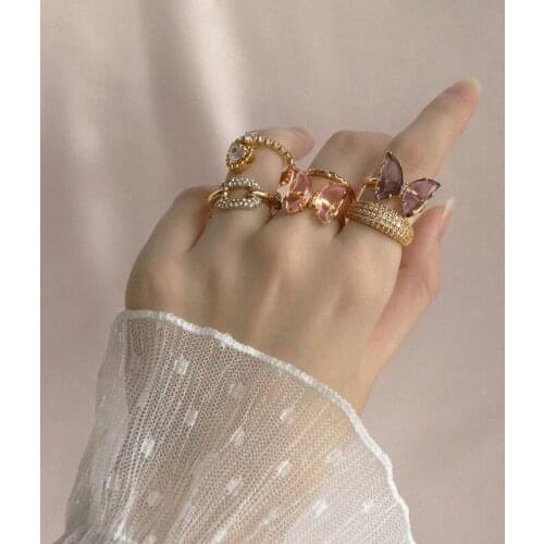 New Simple and Popular Temperament Sweet and Romantic Female Jewelry Butterfly Ring Girl Wedding Gift Exquisite Opening Ring