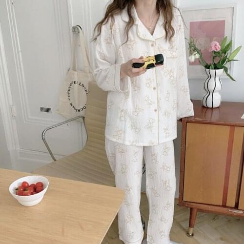 Autumn long sleeve homewear 2 piece set women pajamas cartoon rabbit cotton comfortable homewear kawaii pants long sleeve L524