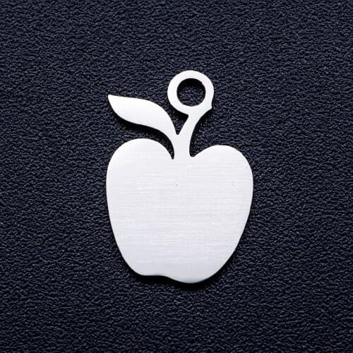 10pcs/lot Apple DIY Jewelry Charms Wholesale 100% Stainless Steel Dropshipping Accept OEM Orders Charm for Bracelet Making
