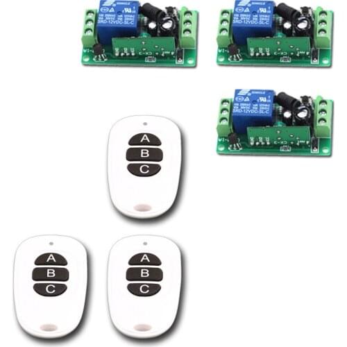 Promotion DC9V 12V 24V 1 CH 1CH RF Wireless Remote Control Switch System 315/433mhz 3X Waterproof Transmitter and 3 X Receivers