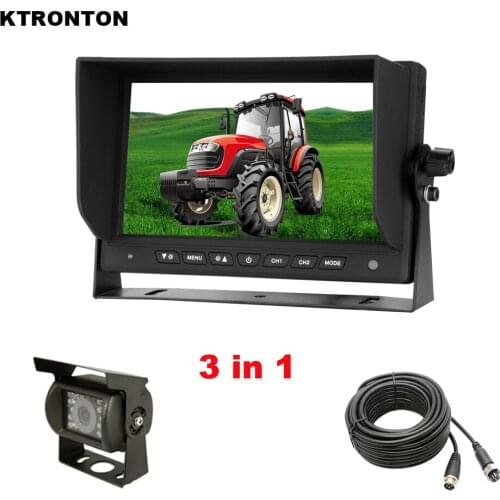 HD Truck Backup Rear View CCD Camera + 7 inch Car Reverse TFT LCD Monitor with 15m Extension Cable for Bus Van Vehicle Parking