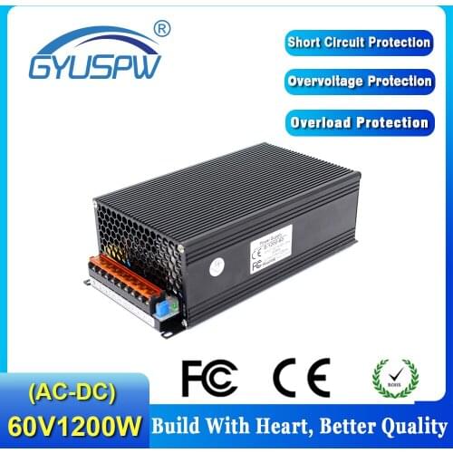 Regulated DC 60V 20A 1200W Power Supply Switch Driver Transformer 110 220V AC DC60V USP for Industry Mechanical Equipment Motor