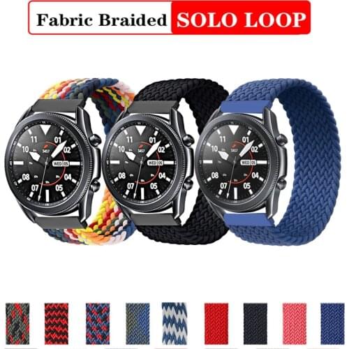 20mm/22mm Braided Solo Loop band For Samsung Galaxy 46mm/42mm Watch 3 active 2 Gear S3 Frontier Huawei watch GT strap