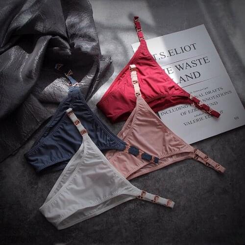 Sexy G String Women Briefs Thong Exotic Metal Buckle Underwear Elastic Panties T-back Girls Womens Underpants Low Waist Bikini