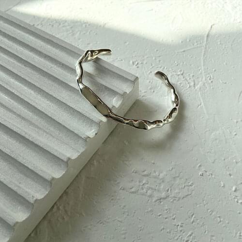 925 Sterling Silver Irregular Geometric Bracelet Bangles For Women Korean Handmade Jewelry Wholesale