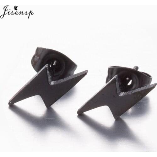 Trendy Cute Lightning Bolt Stud Earrings for Women Men Punk Thunder Earings Stainless Steel Jewelry Accessory Orecchini Donna