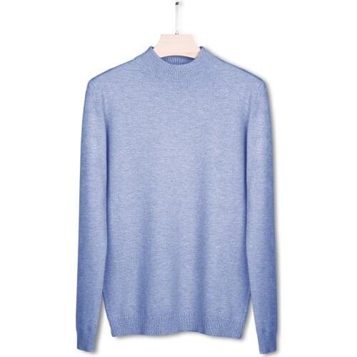 Knitwear mens collar sweater sweater mens new solid color half-high collar mens sweater men