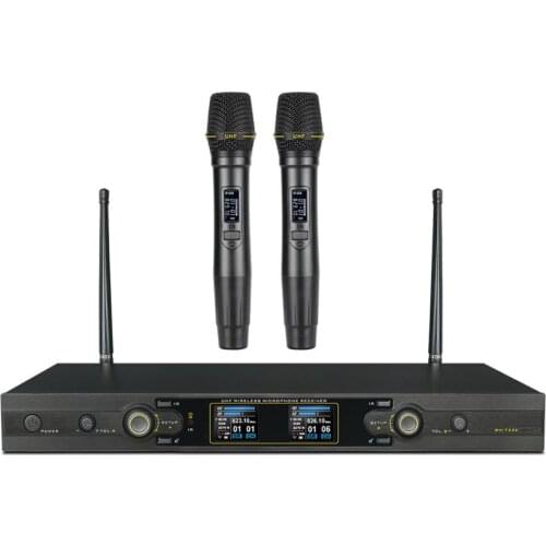 UHF Wireless Microphone 2 Channels Mic For KTV Karaoke, Conference, Karaoke, DJ, Audio Mixer