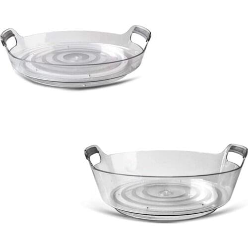 New Lazy Susan Turntable Kitchen Organizer with Handle, 2 Pack Non-Skip Rotating Organization for Pantry Spice Rack S and L