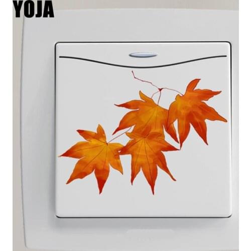 YOJA Red Warm Leaves Classic Flowers Design Fashion Cartoon Plant Decal PVC Modern Wall Switch Sticker 13SS0040