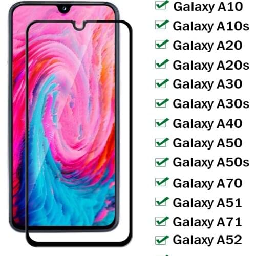 9H Full Cover Glass for Samsung Galaxy A50 A70 A10 A20 A40 A30 Screen Protector Samsung A51 A71 A52 A10S A20S A30S A50S Glass