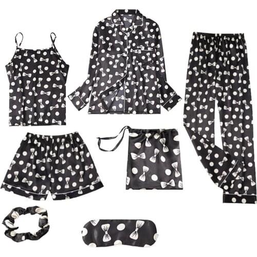 Womens Silk Satin Printed Pajamas Set Button Down Sleepwear Nightwear Soft Pj Lounge Sets