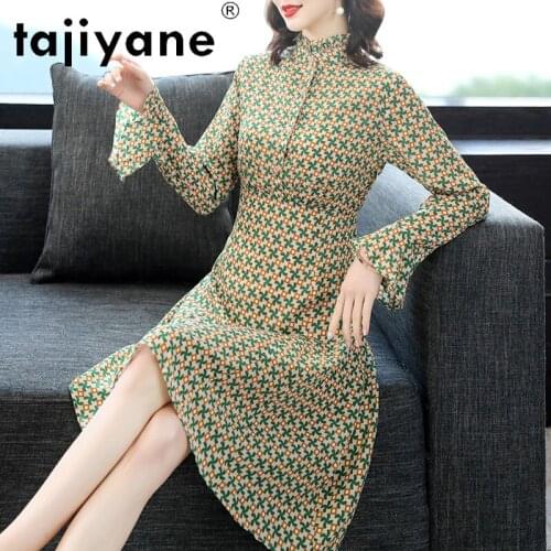 Tajiyane Spring Dresses for Women 100% Silk Summer Dress Korean Style Real Silk Dresses Woman Cloth Elegant Ropa Mujer TN2526